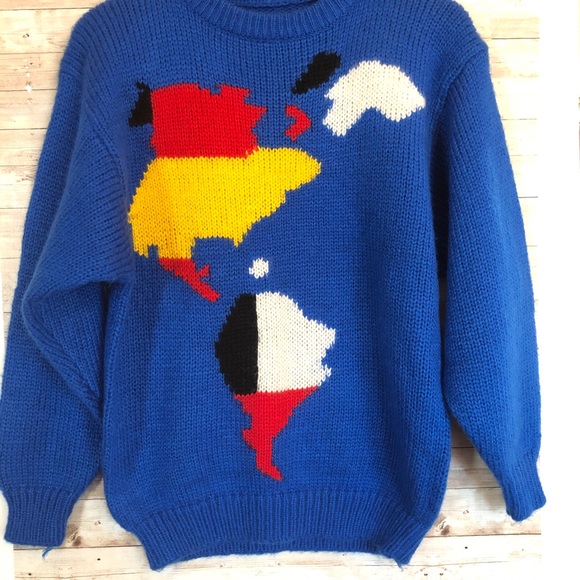 unbranded | Sweaters | Vintage Oversized Chuncky Sweater World Map Sm ...